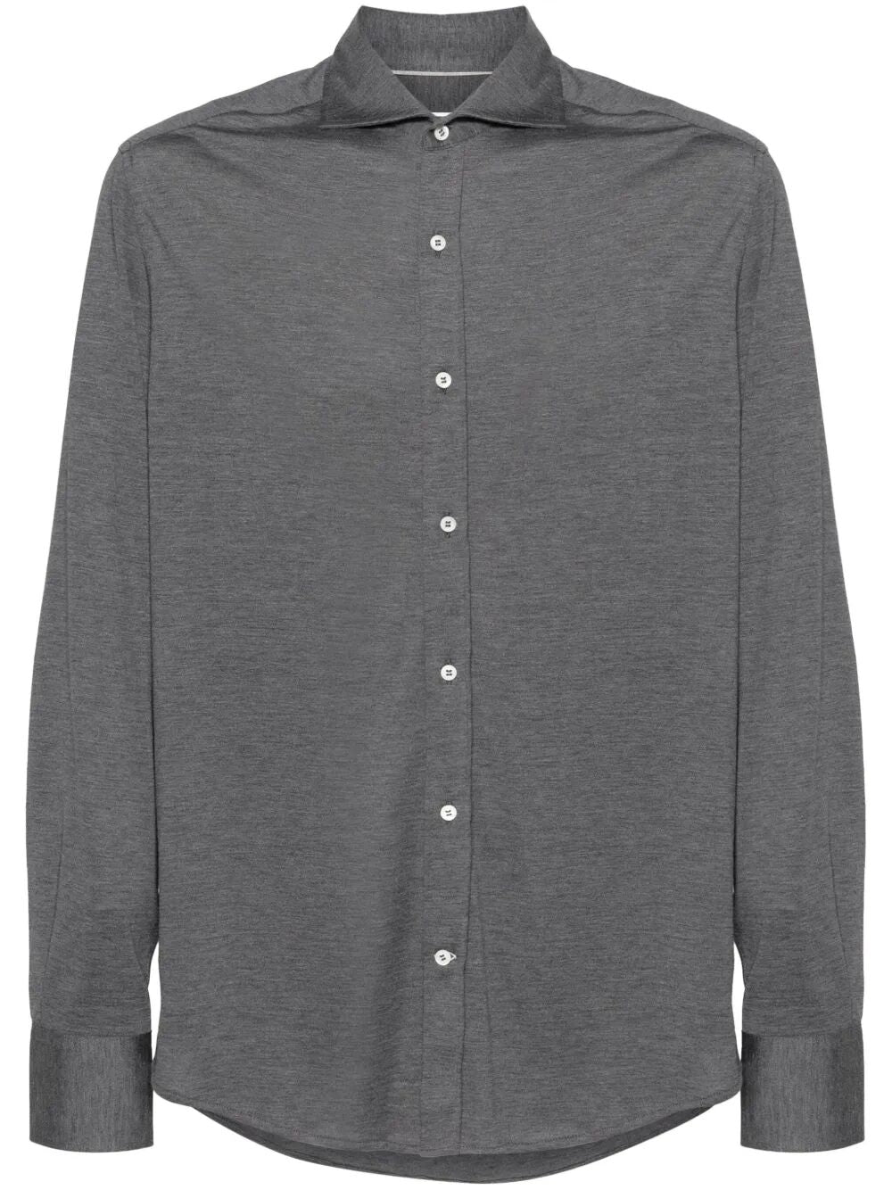 BRUNELLO CUCINELLI Lightweight Silk and Cotton T-Shirt with Spread Collar for Men
