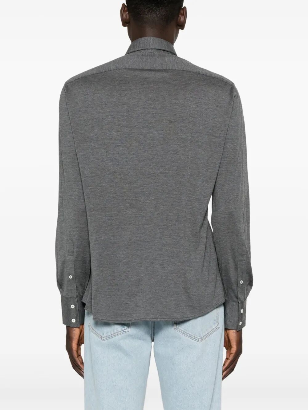 BRUNELLO CUCINELLI Lightweight Silk and Cotton T-Shirt with Spread Collar for Men