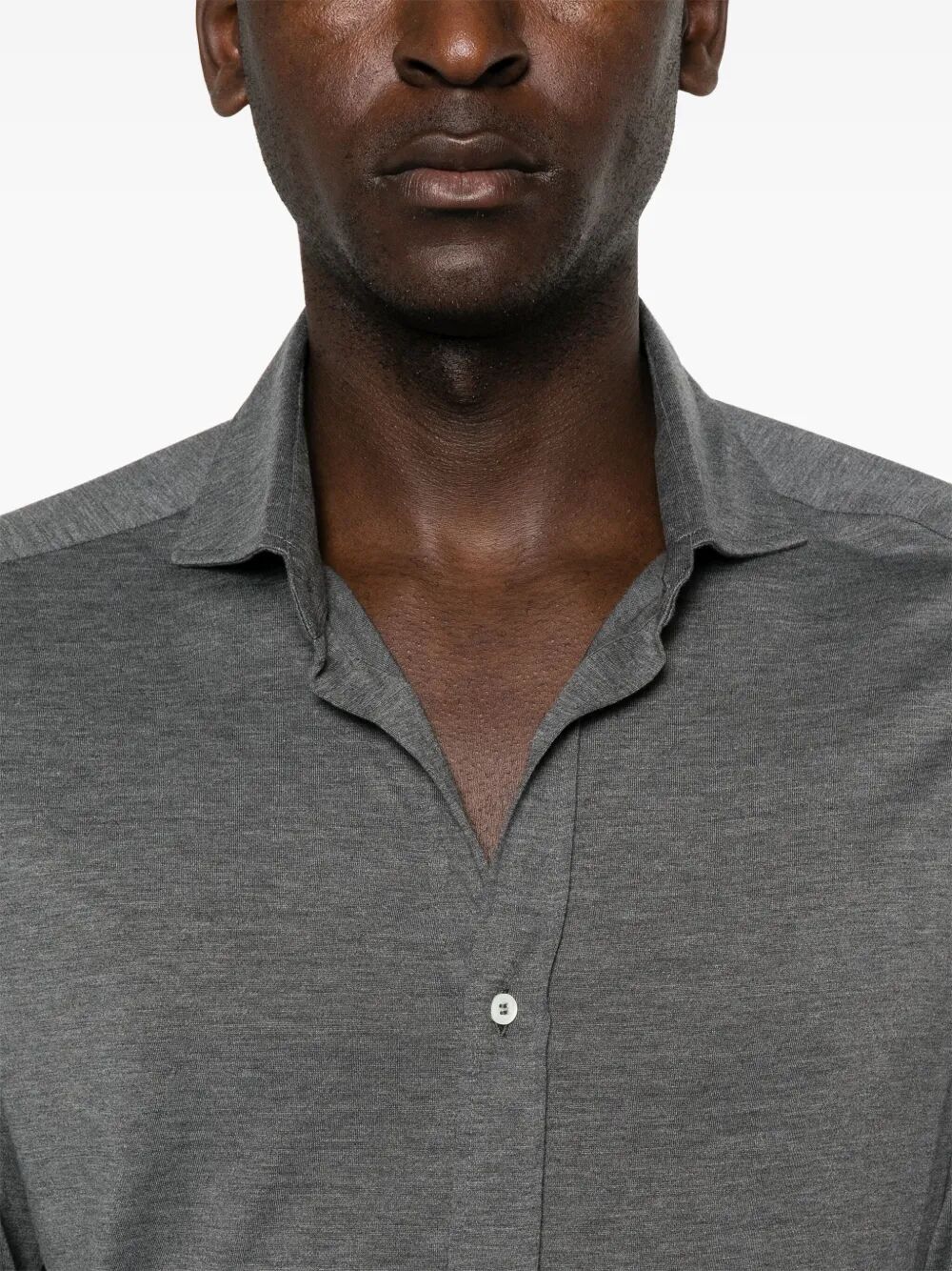 BRUNELLO CUCINELLI Lightweight Silk and Cotton T-Shirt with Spread Collar for Men