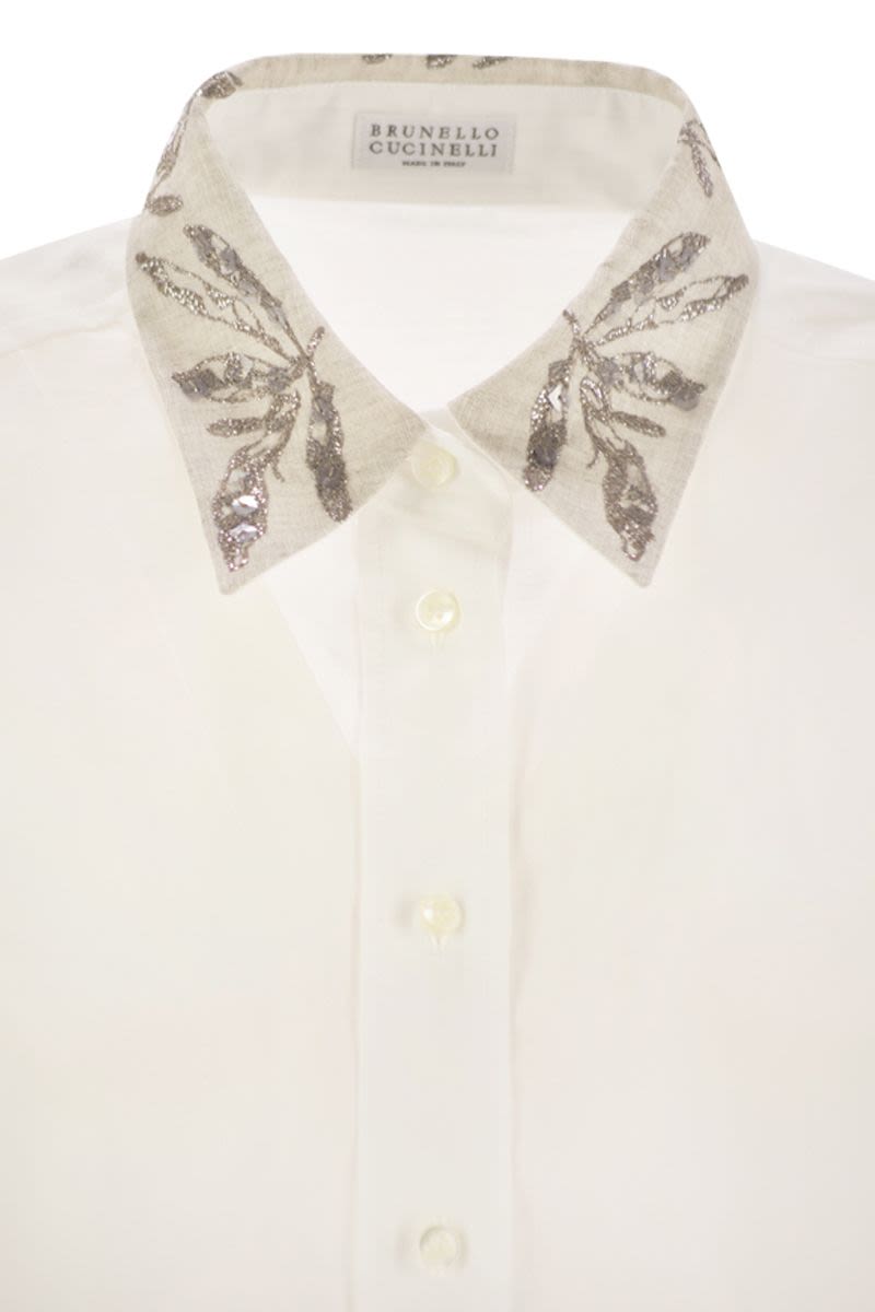 BRUNELLO CUCINELLI Light Knit Cotton Shirt with Embroidery