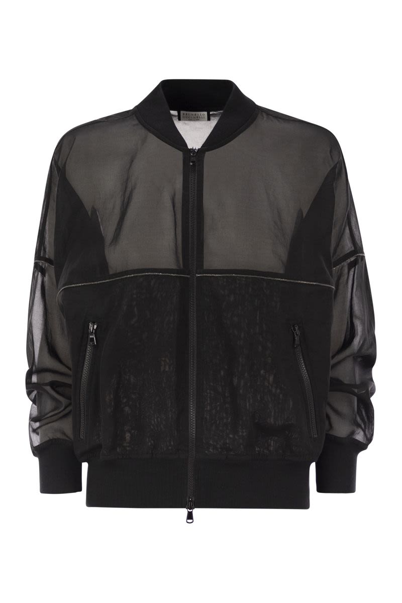 BRUNELLO CUCINELLI Lightweight Knit Bomber Jacket with Shiny Trims
