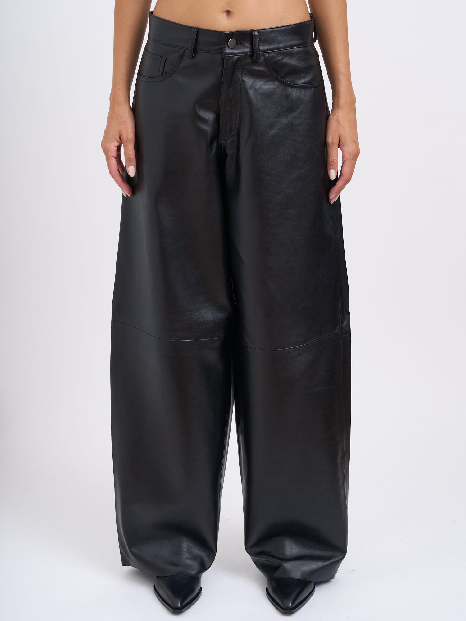 HAIKURE Women’s Wide Leg Lambskin Trousers Size 25