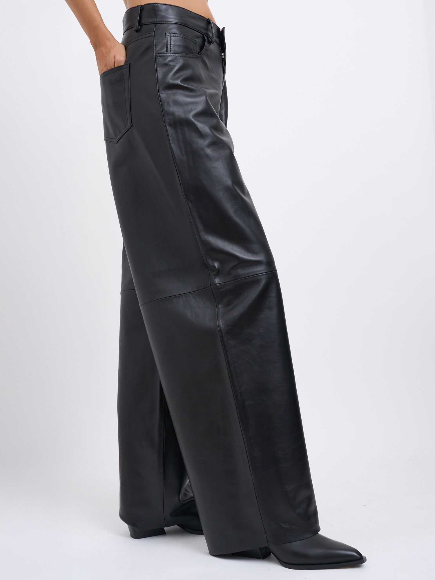 HAIKURE Women’s Wide Leg Lambskin Trousers Size 25