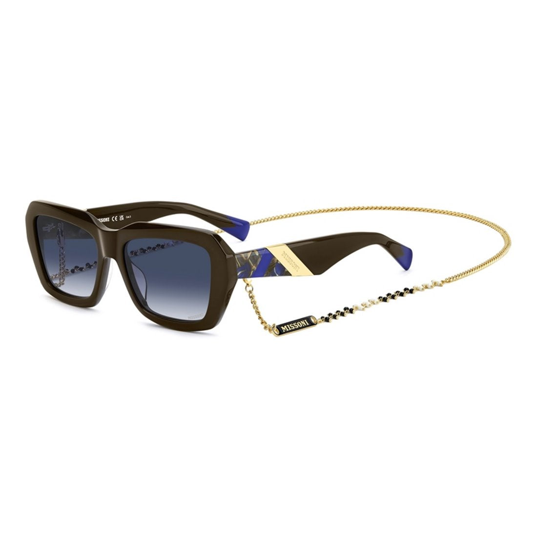 MISSONI Stylish Women's Sunglasses with Dark Blue Shaded Lenses