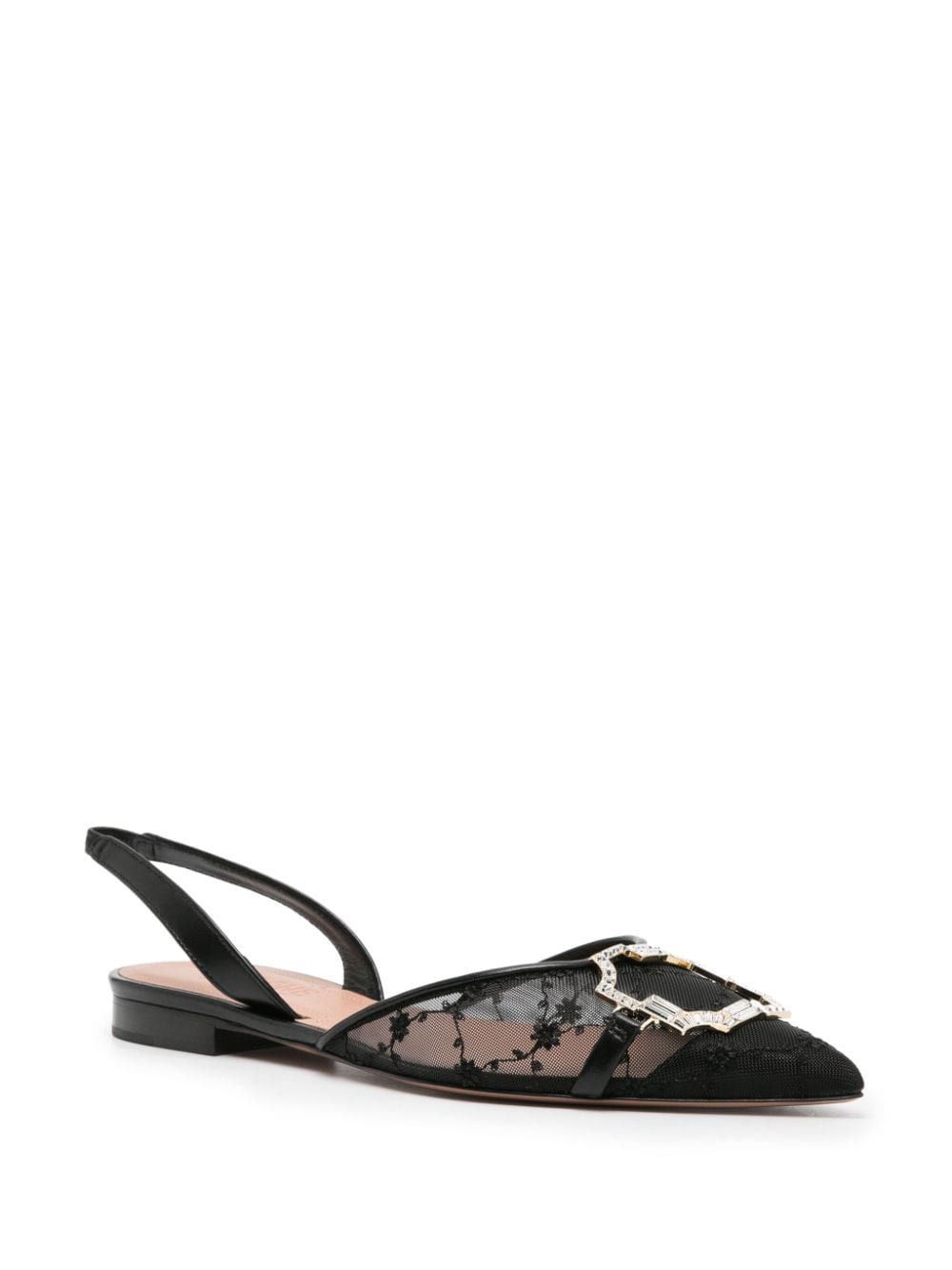 MALONE SOULIERS Embellished Mesh Slingback Ballet Flats