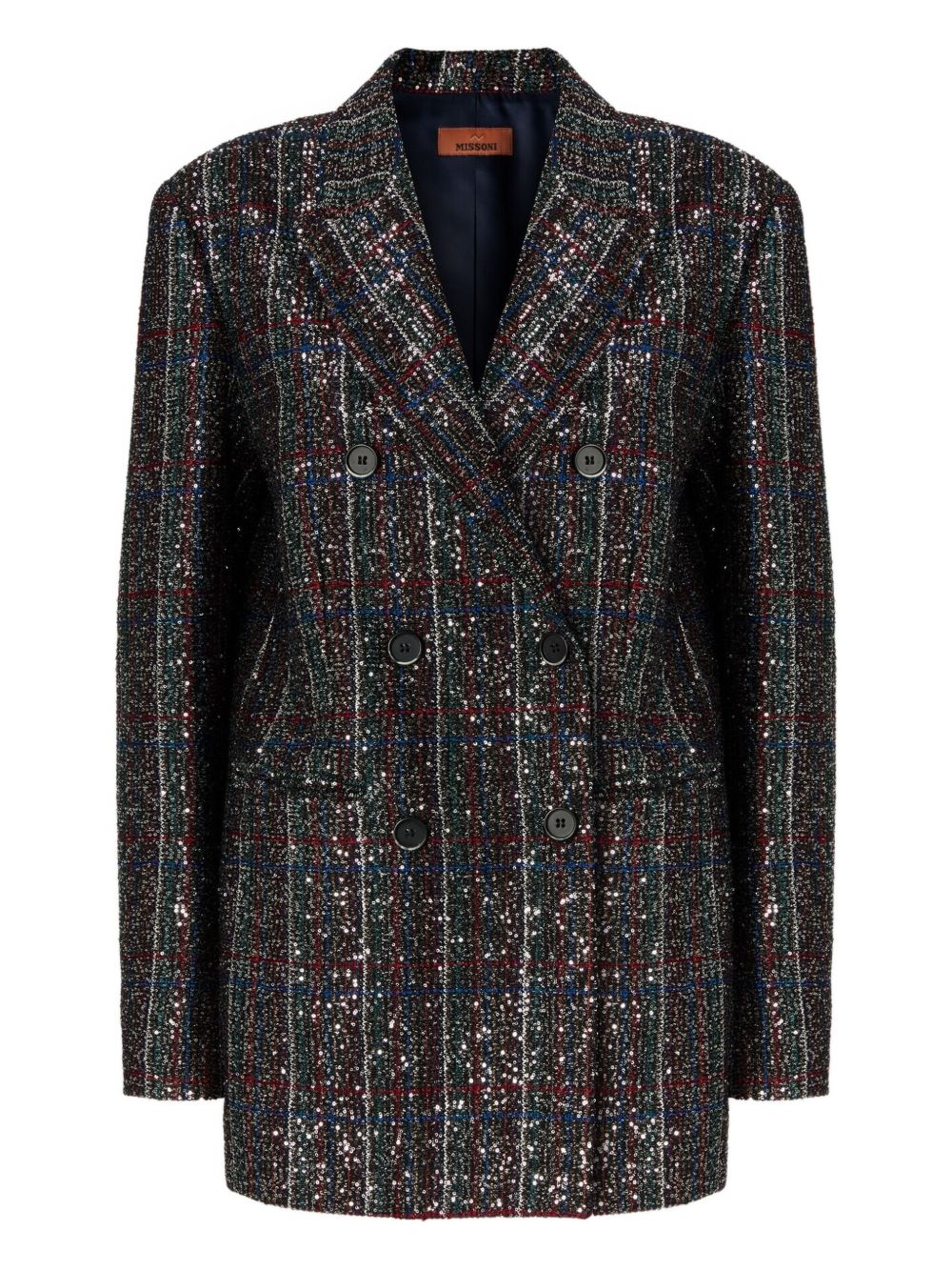 MISSONI Double-Breasted Blazer with Checkered Design - Women's - FW25
