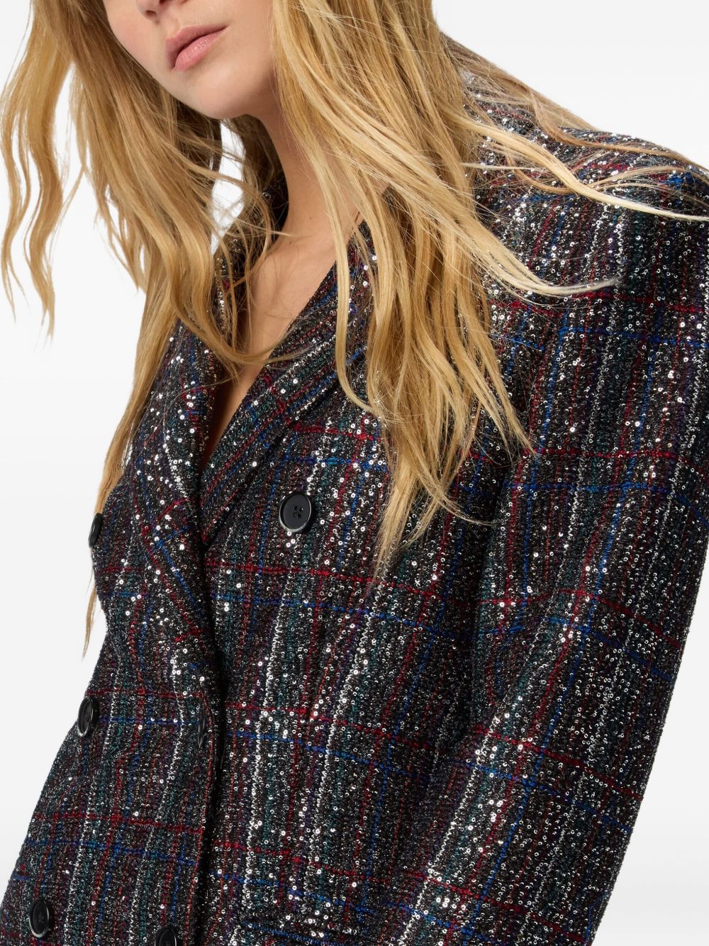 MISSONI Double-Breasted Blazer with Checkered Design - Women's - FW25