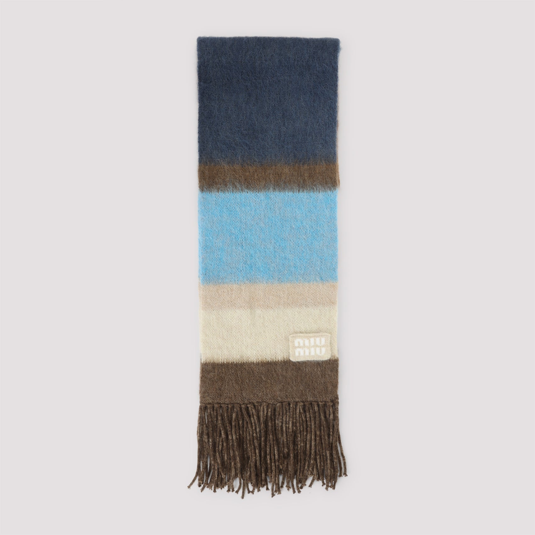 MIU MIU Multicolor Fringed Scarf 185cm x 23cm