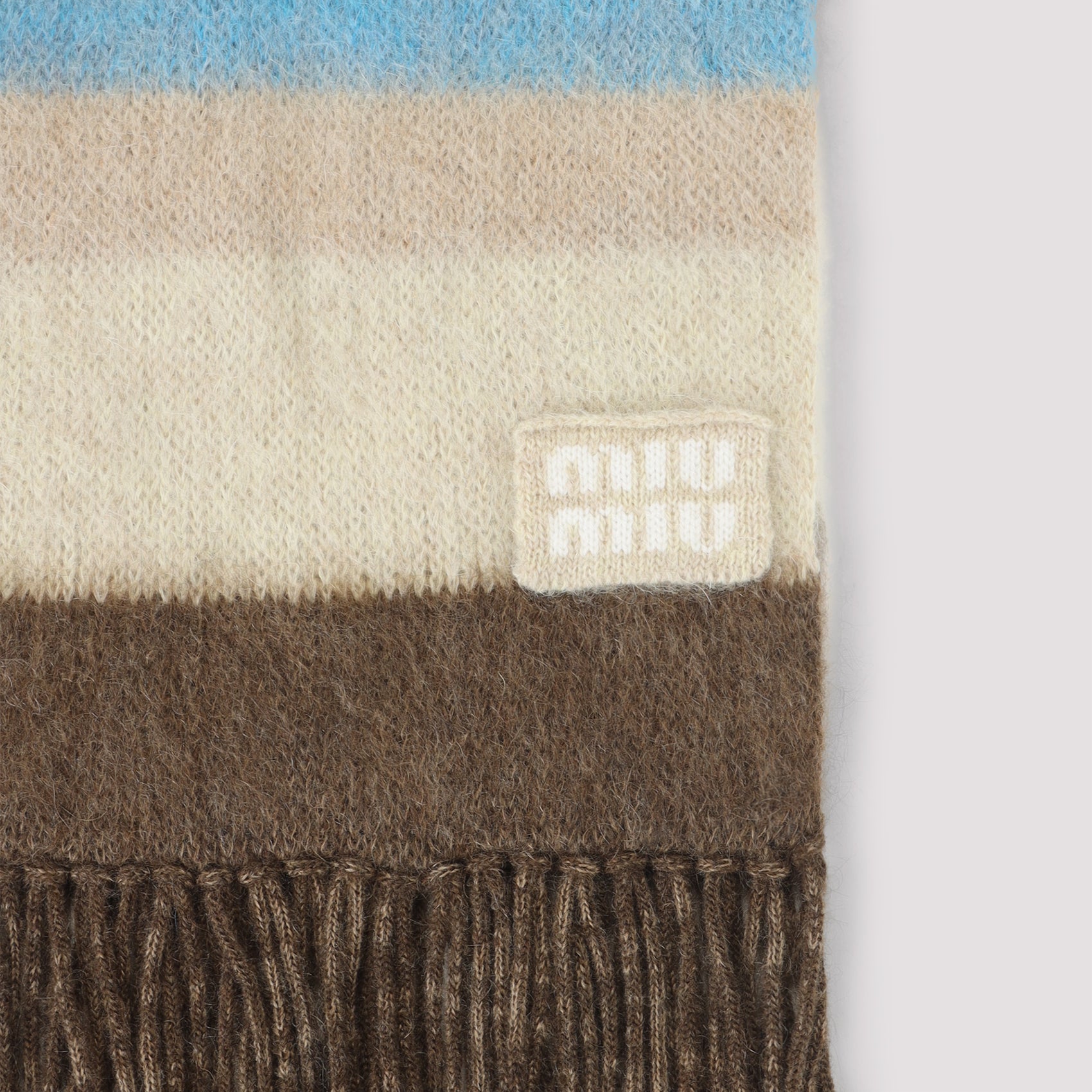 MIU MIU Multicolor Fringed Scarf 185cm x 23cm