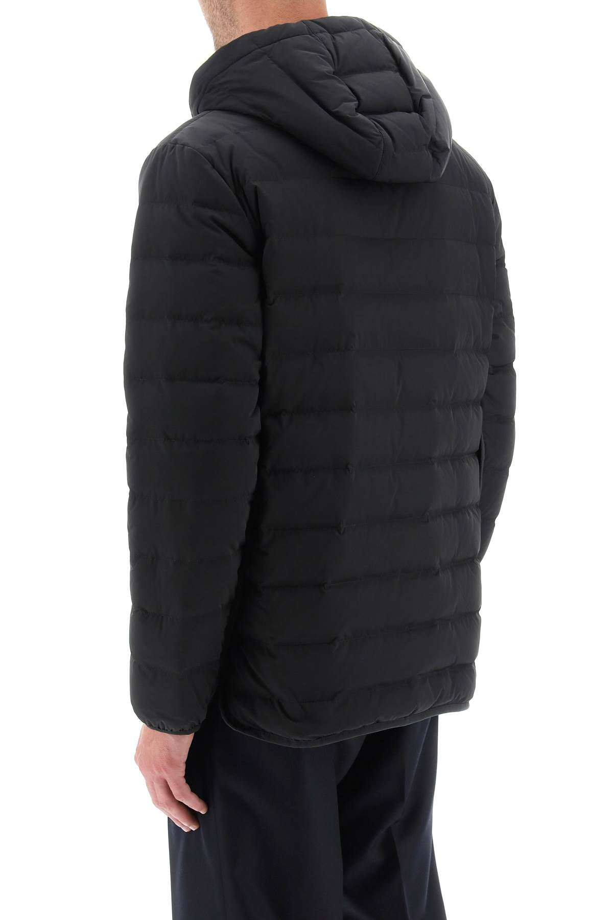 THOM BROWNE Men's Hooded Down Jacket with Contrasting Side Stripes - FW23 Size 0