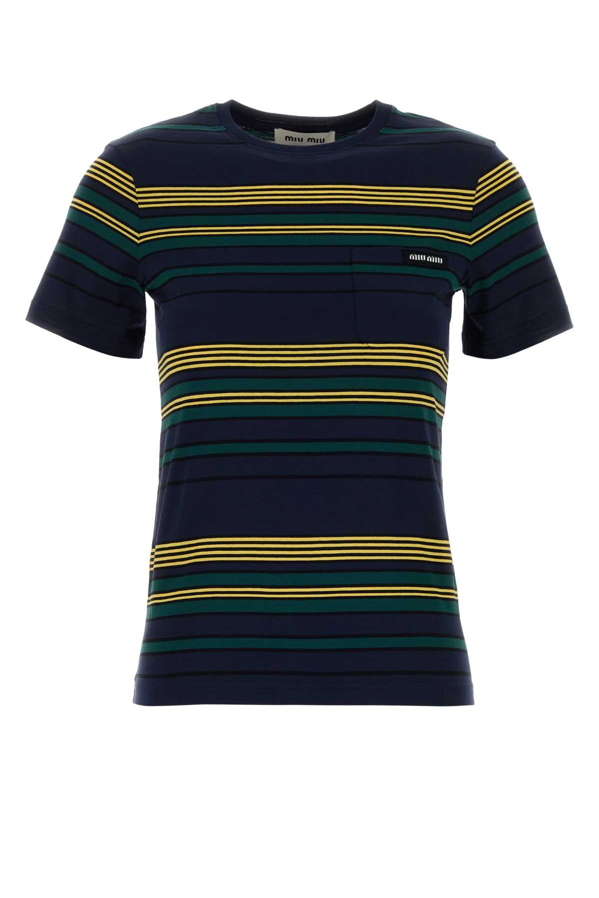 MIU MIU Embroidered Cotton T-Shirt for Women - SS26