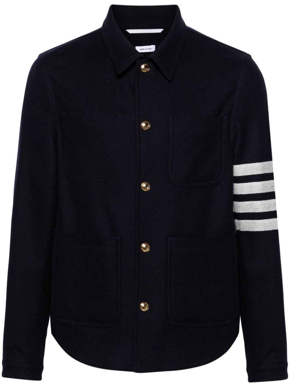 THOM BROWNE Wool-Cashmere Blend Jacket with Signature Stripes