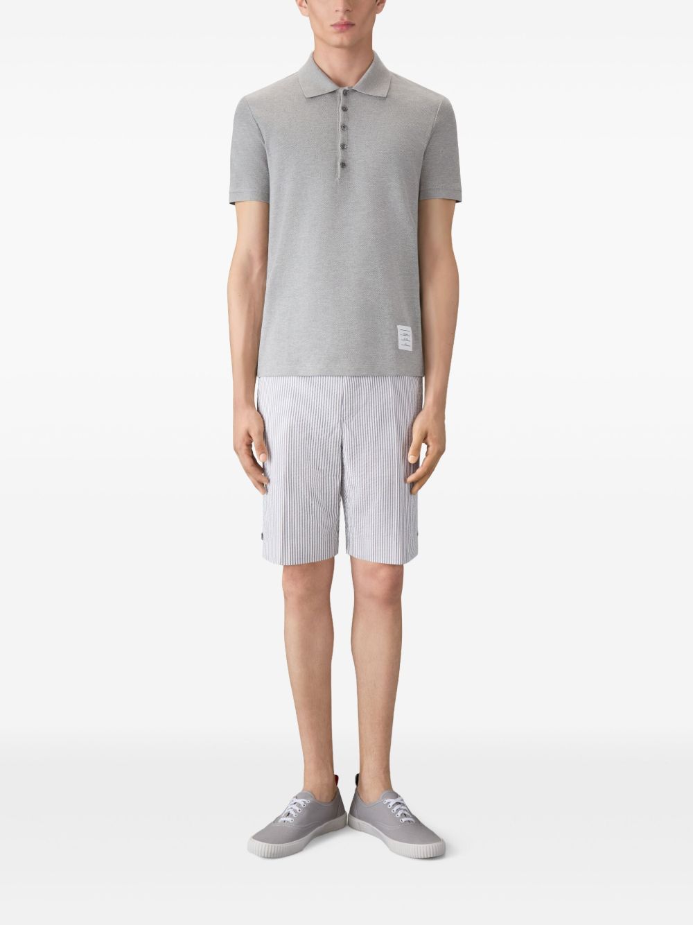 THOM BROWNE Men's Cotton Polo Shirt with Panelled Design