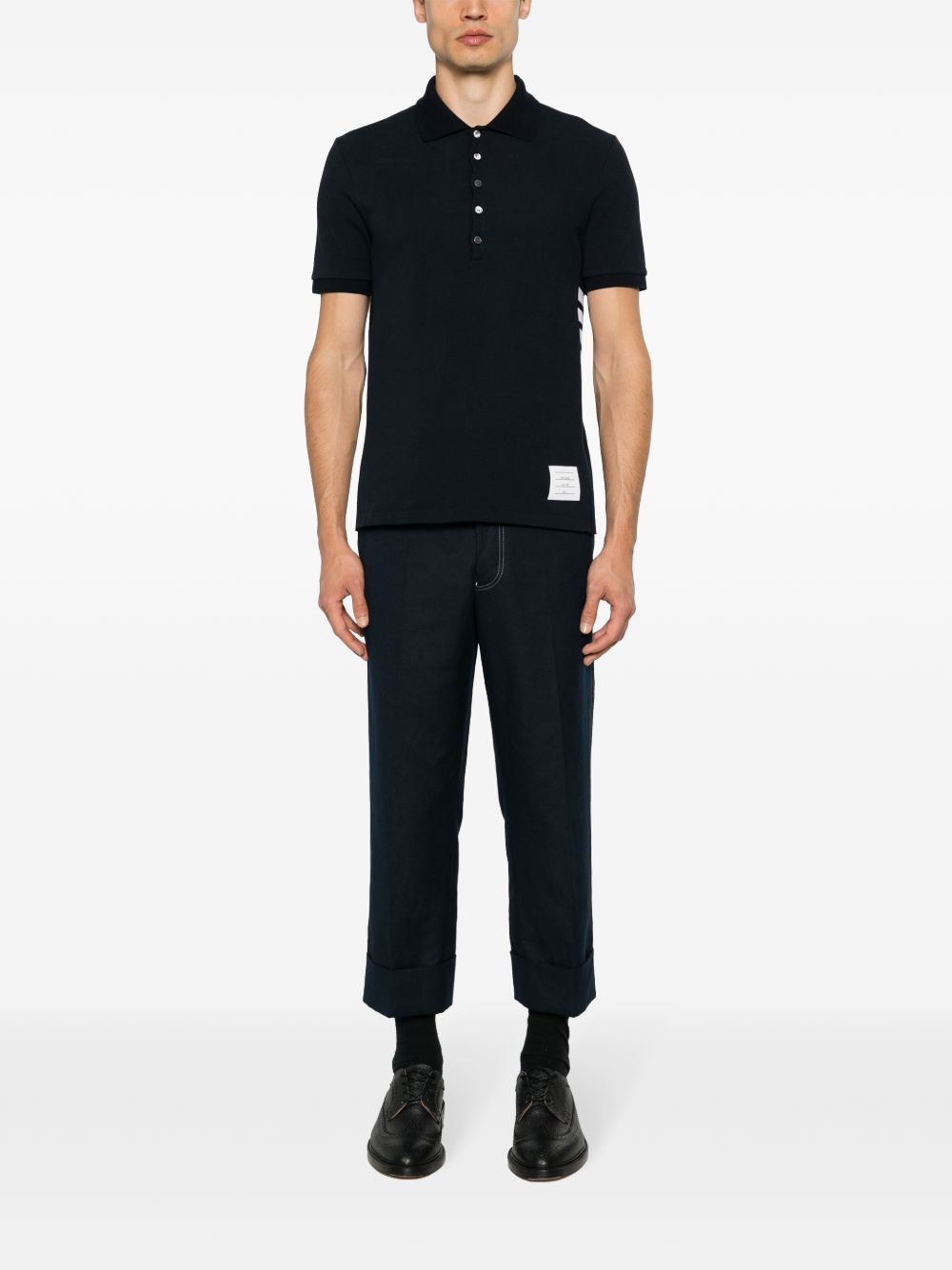 THOM BROWNE Men's Cotton Piqué Polo Shirt