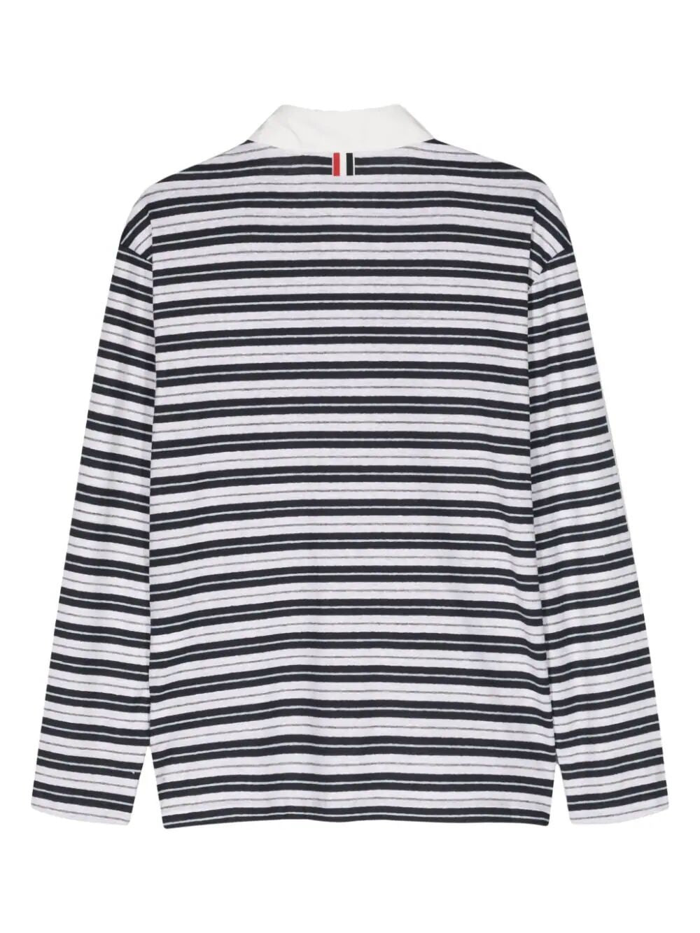 THOM BROWNE Logo Patch Long Sleeve Polo - Mini Fit