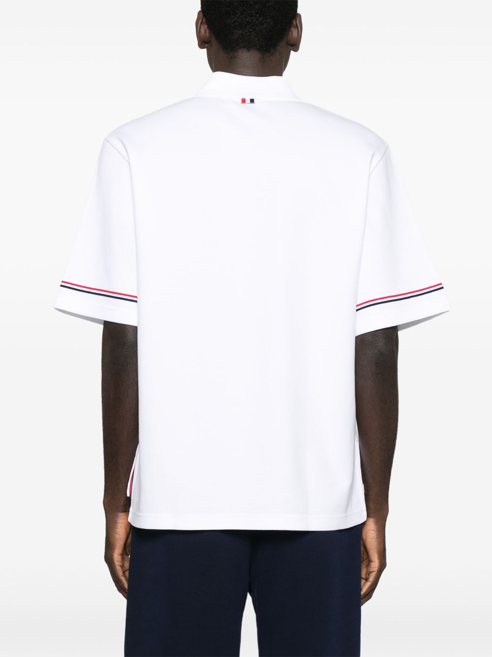 THOM BROWNE Classic Cotton Polo Shirt with Signature Detailing