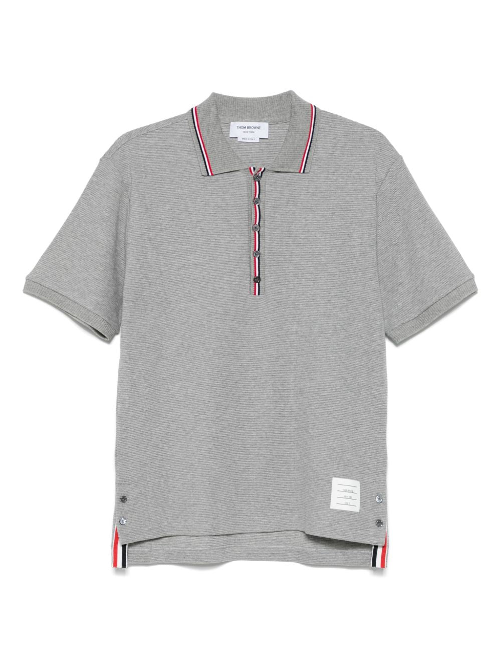 THOM BROWNE Cotton Polo Shirt with Button Placket for Men