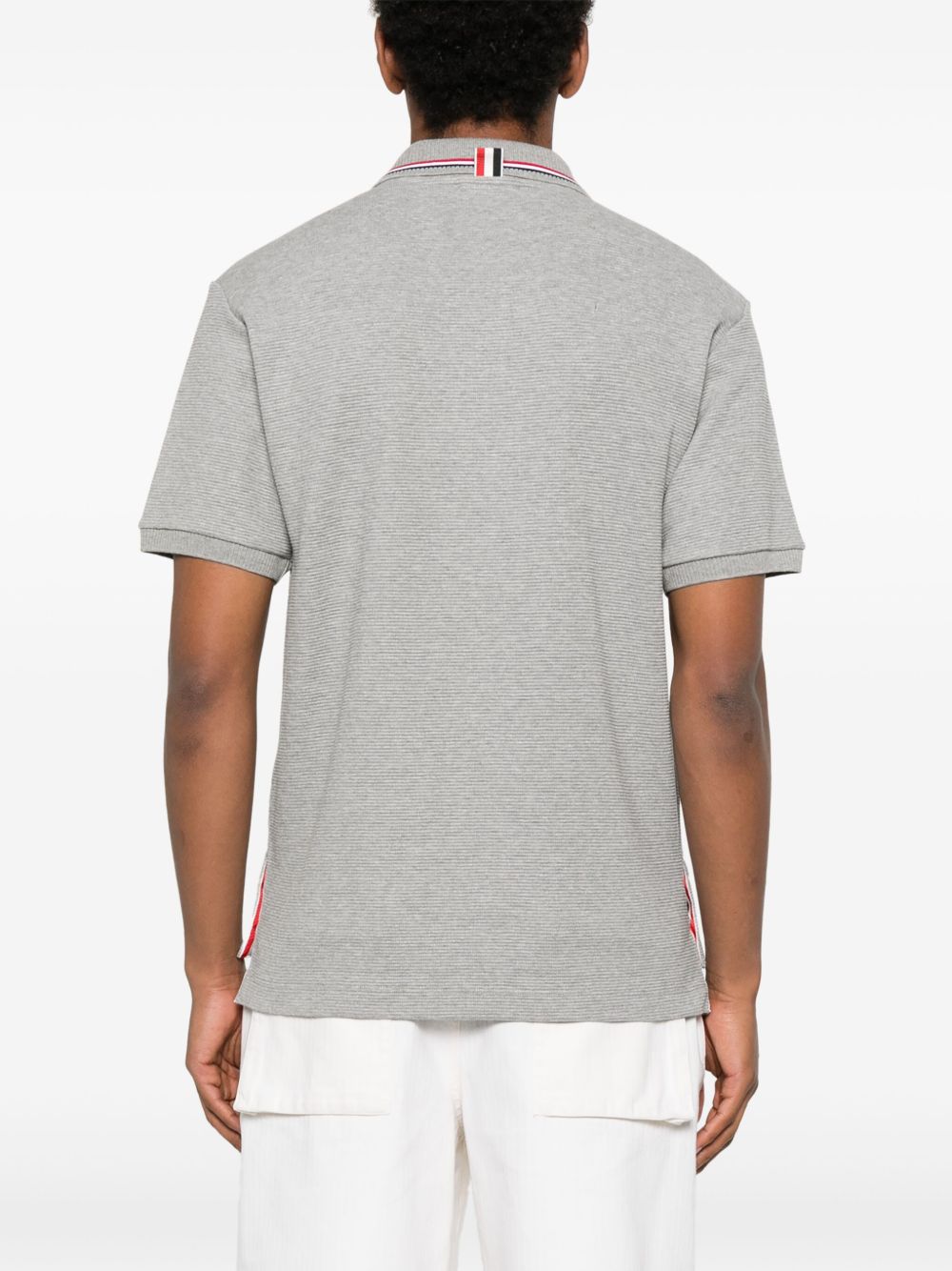 THOM BROWNE Cotton Polo Shirt with Button Placket for Men