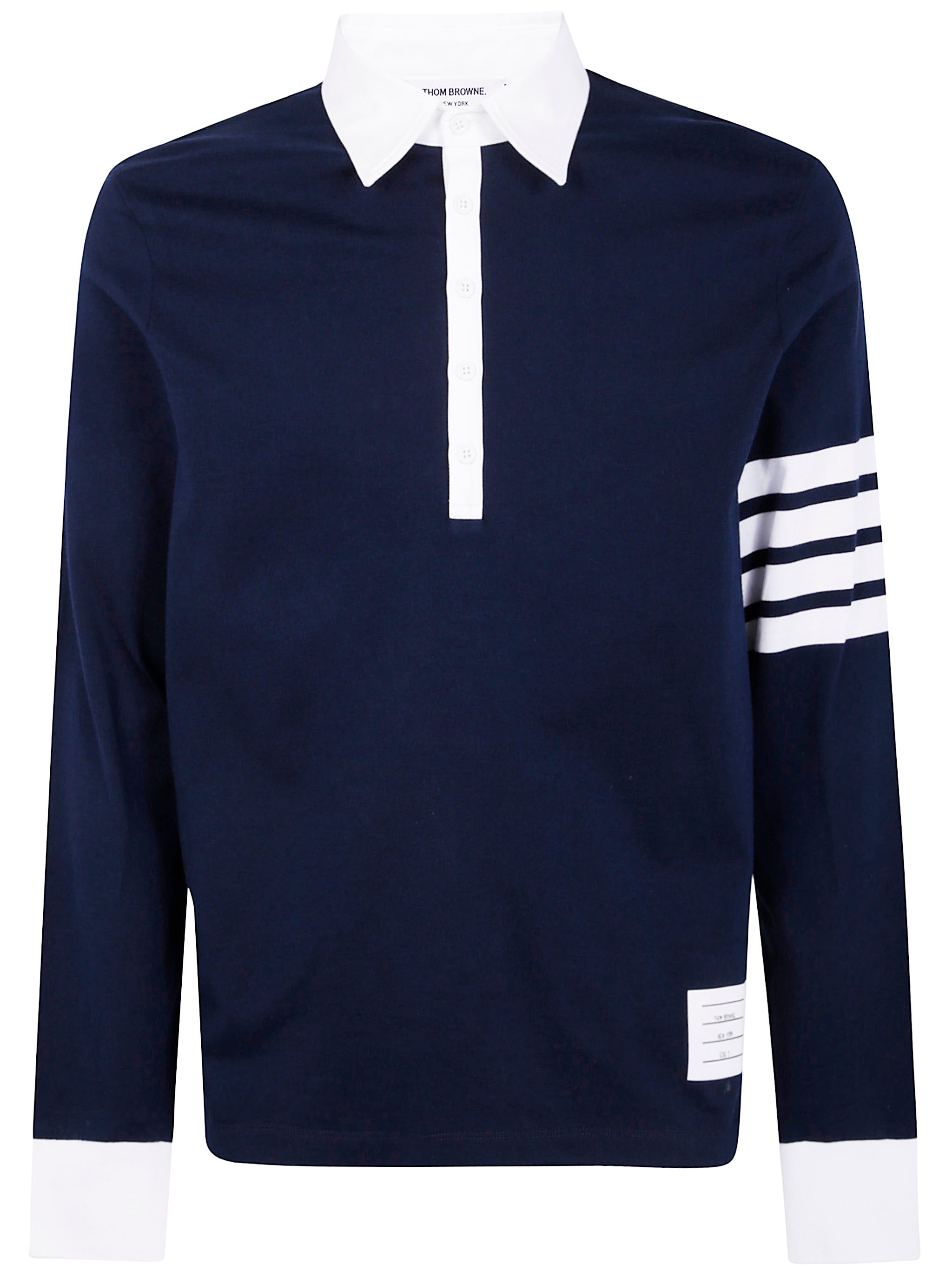 THOM BROWNE Classic Fit Long Sleeve Rugby T-Shirt with 4 Bar