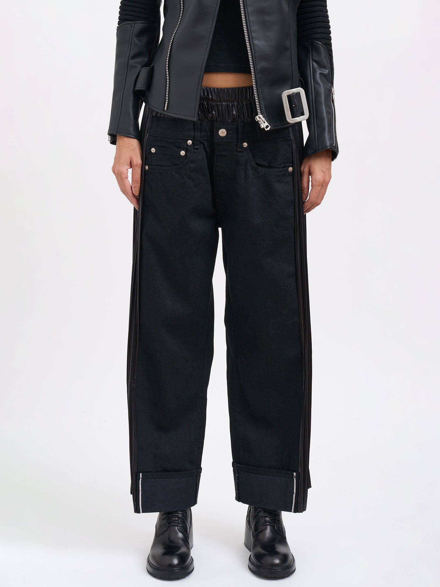 JUNYA WATANABE Pleated High-Waisted Denim Pants - Size S