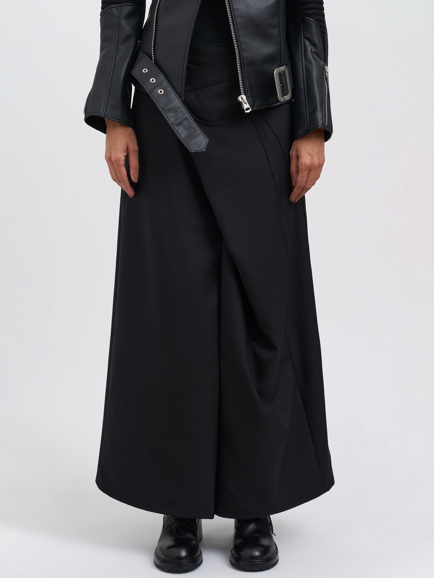 JUNYA WATANABE Asymmetrical Wool Midi Skirt with Belt Loops - Size Medium