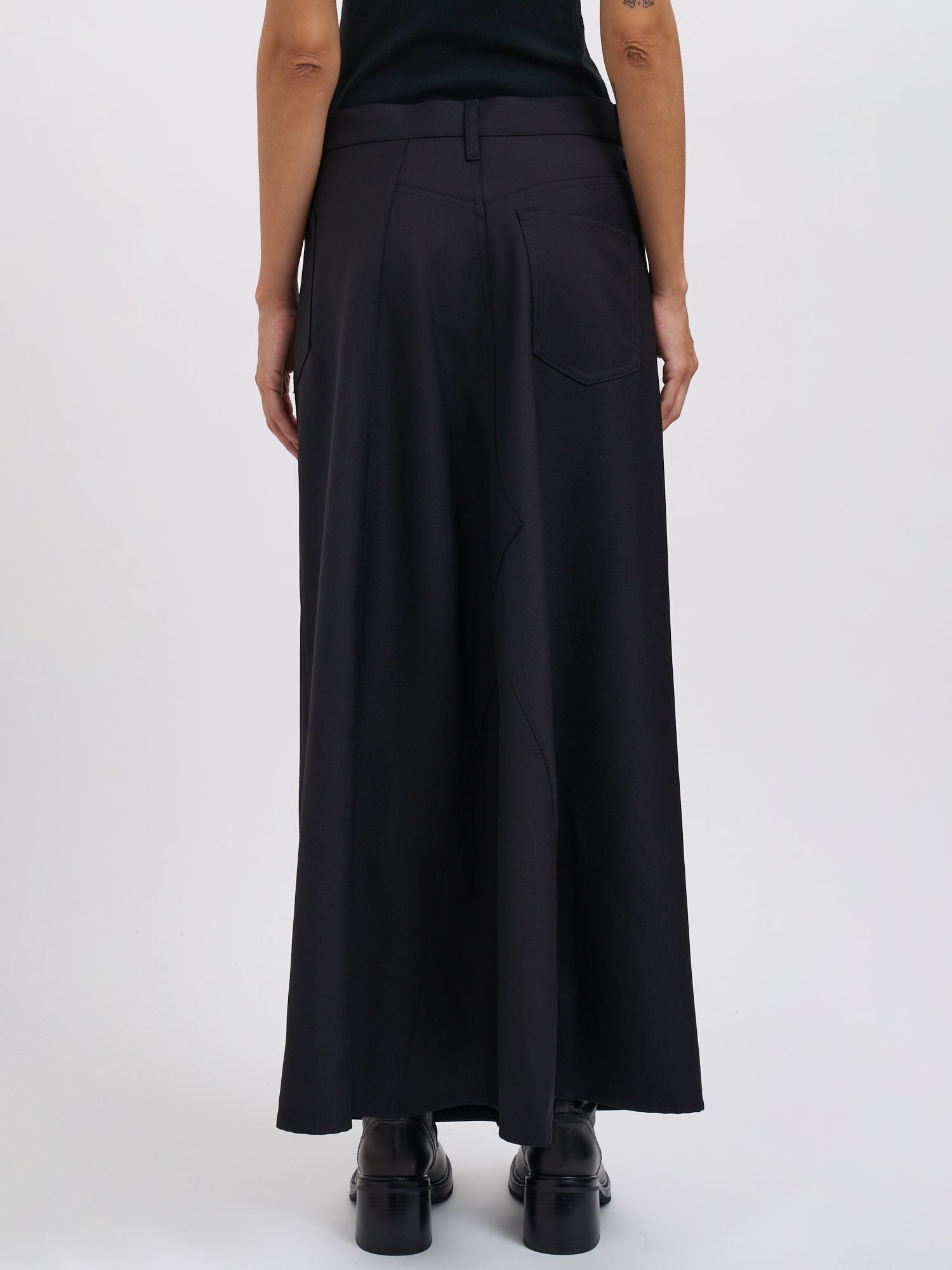 JUNYA WATANABE Asymmetrical Wool Midi Skirt with Belt Loops - Size Medium