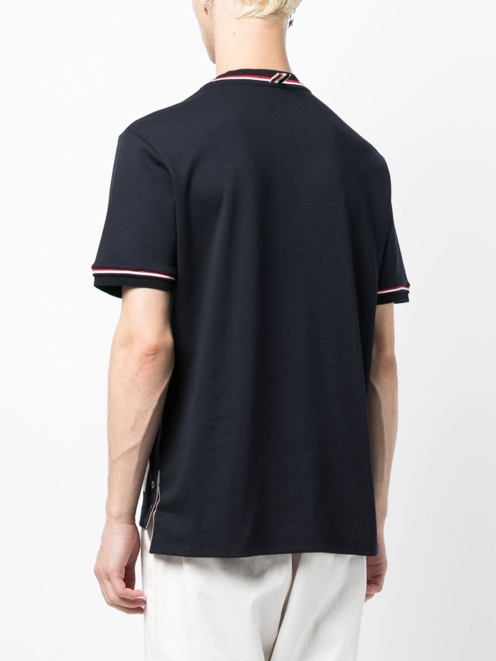 THOM BROWNE Cotton Crew-Neck T-Shirt with Tricolor Detail - Size 0, 1, 2, 3, 4, 5