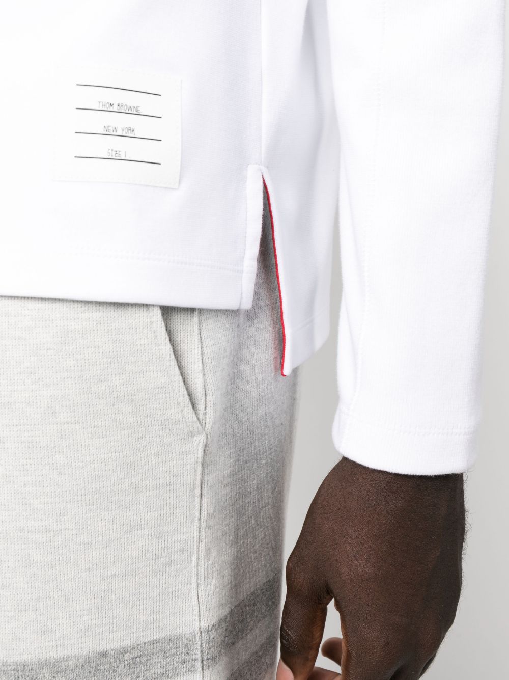 THOM BROWNE Cotton T-Shirt with Signature 4-Bar Stripe