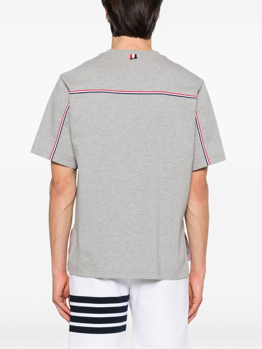 THOM BROWNE Oversized Cotton T-Shirt with Logo Patch for Men