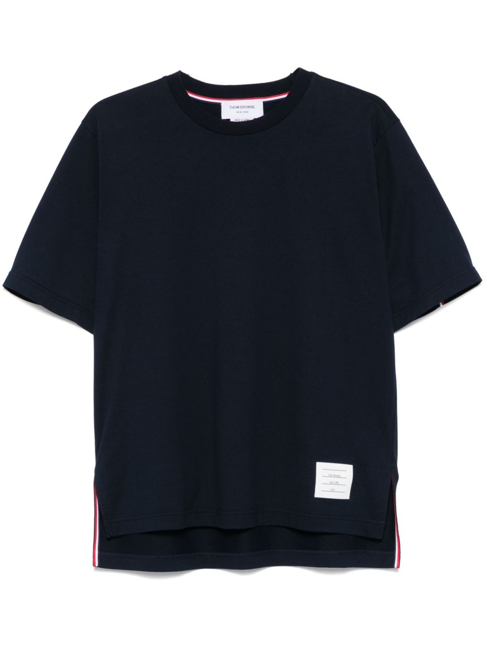 THOM BROWNE Oversized Classic Cotton T-Shirt with Signature Detailing