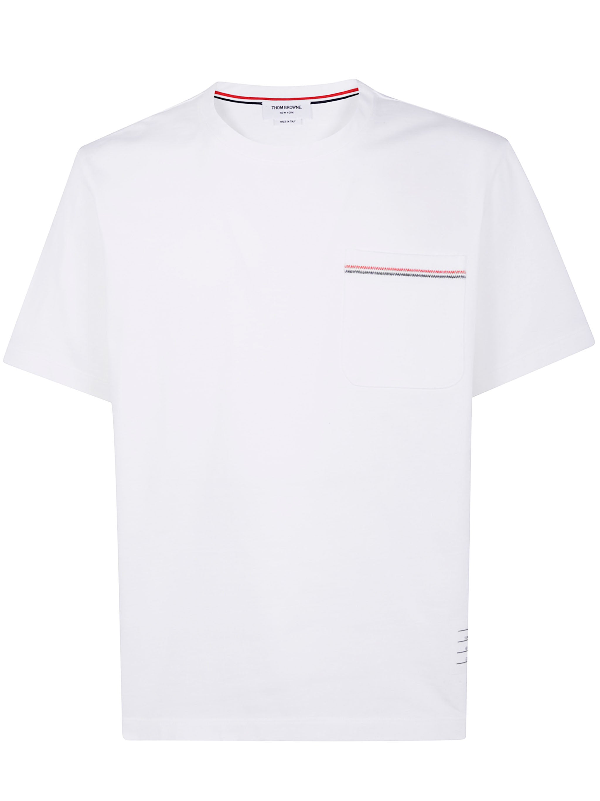 THOM BROWNE Oversized Short Sleeve Tee with Embroidered Pocket Trim