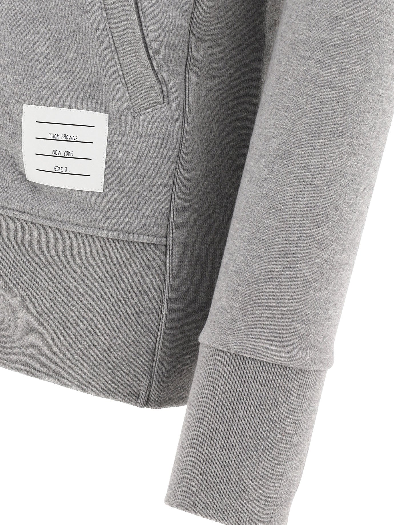THOM BROWNE Classic Full Zip Hoodie with Engineered 4 Bar Design - Men’s