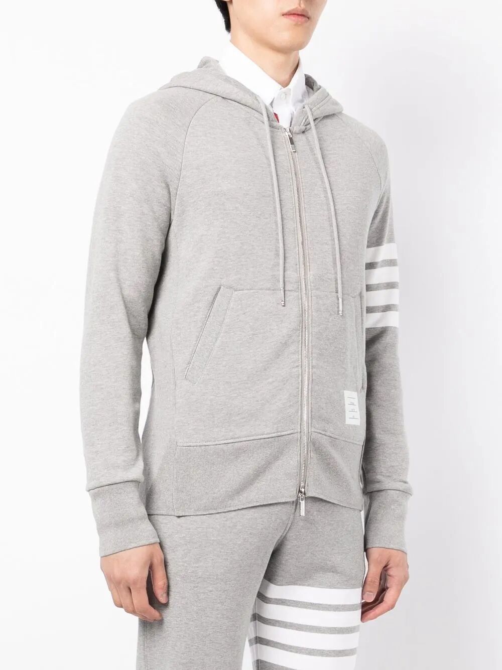 THOM BROWNE Classic Full Zip Hoodie with Engineered 4 Bar
