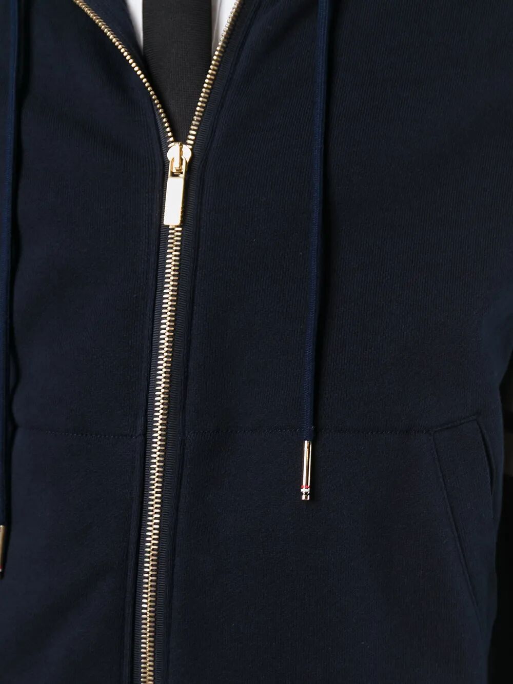 THOM BROWNE Classic Full Zip Hoodie with Engineered 4 Bar for Men