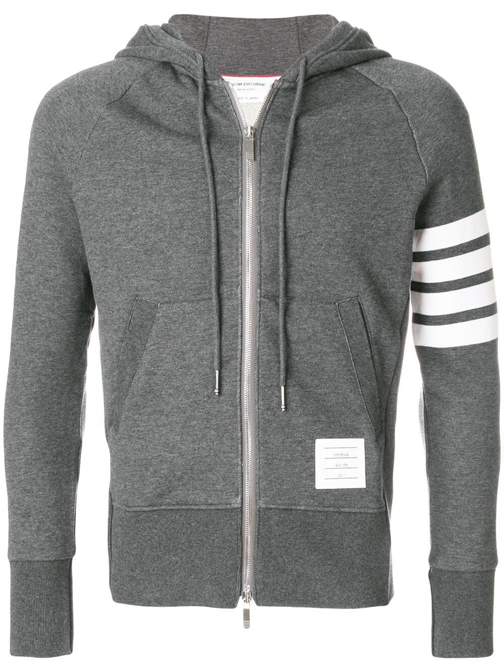 THOM BROWNE Logo Patch Stripe Detail Hoodie - Men's