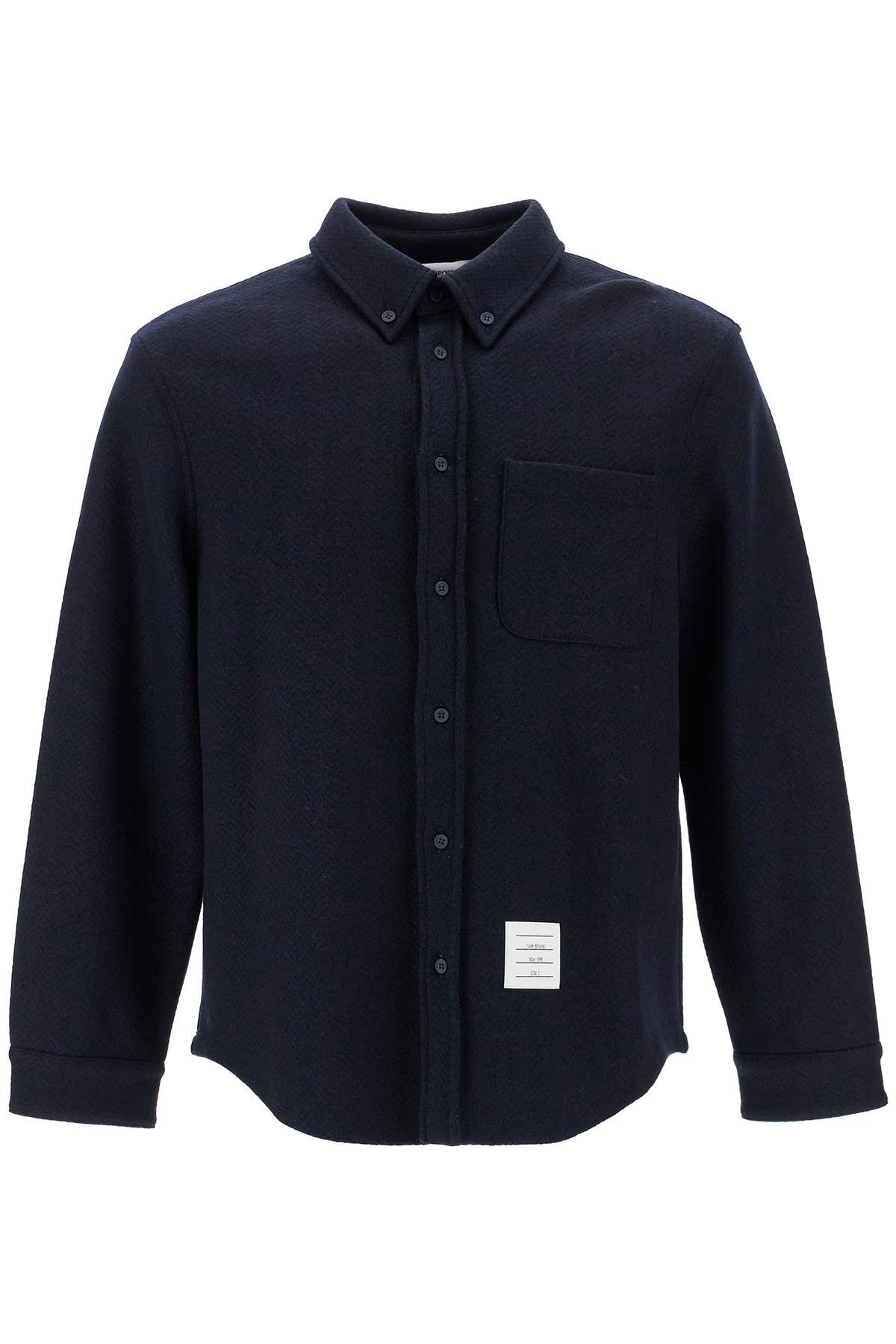 THOM BROWNE Oversized Cotton Blend Button Down Shirt