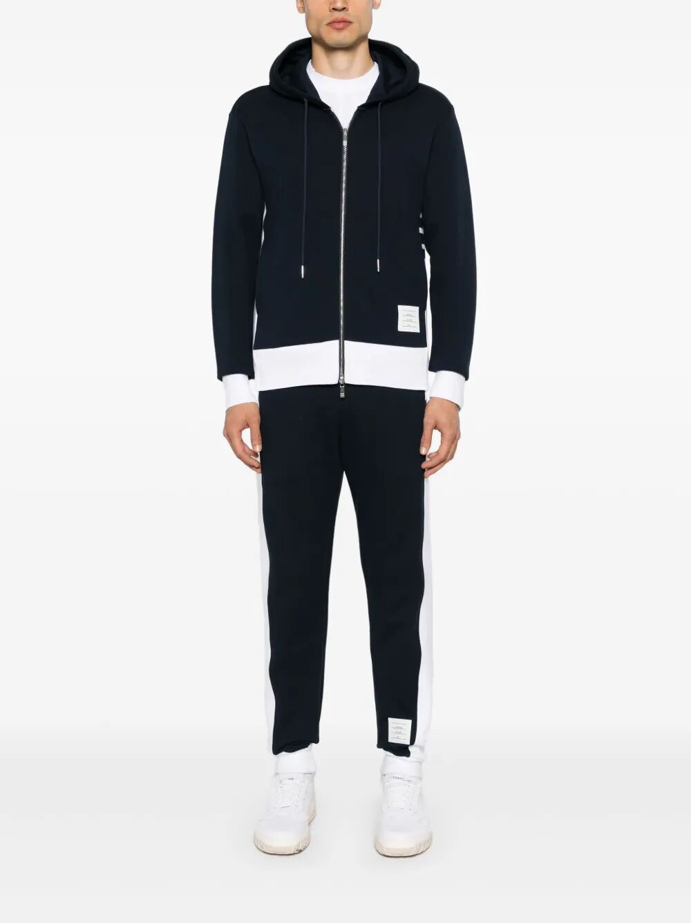 THOM BROWNE Engineered 4 Bar Classic Loopback Zip Up Hoodie
