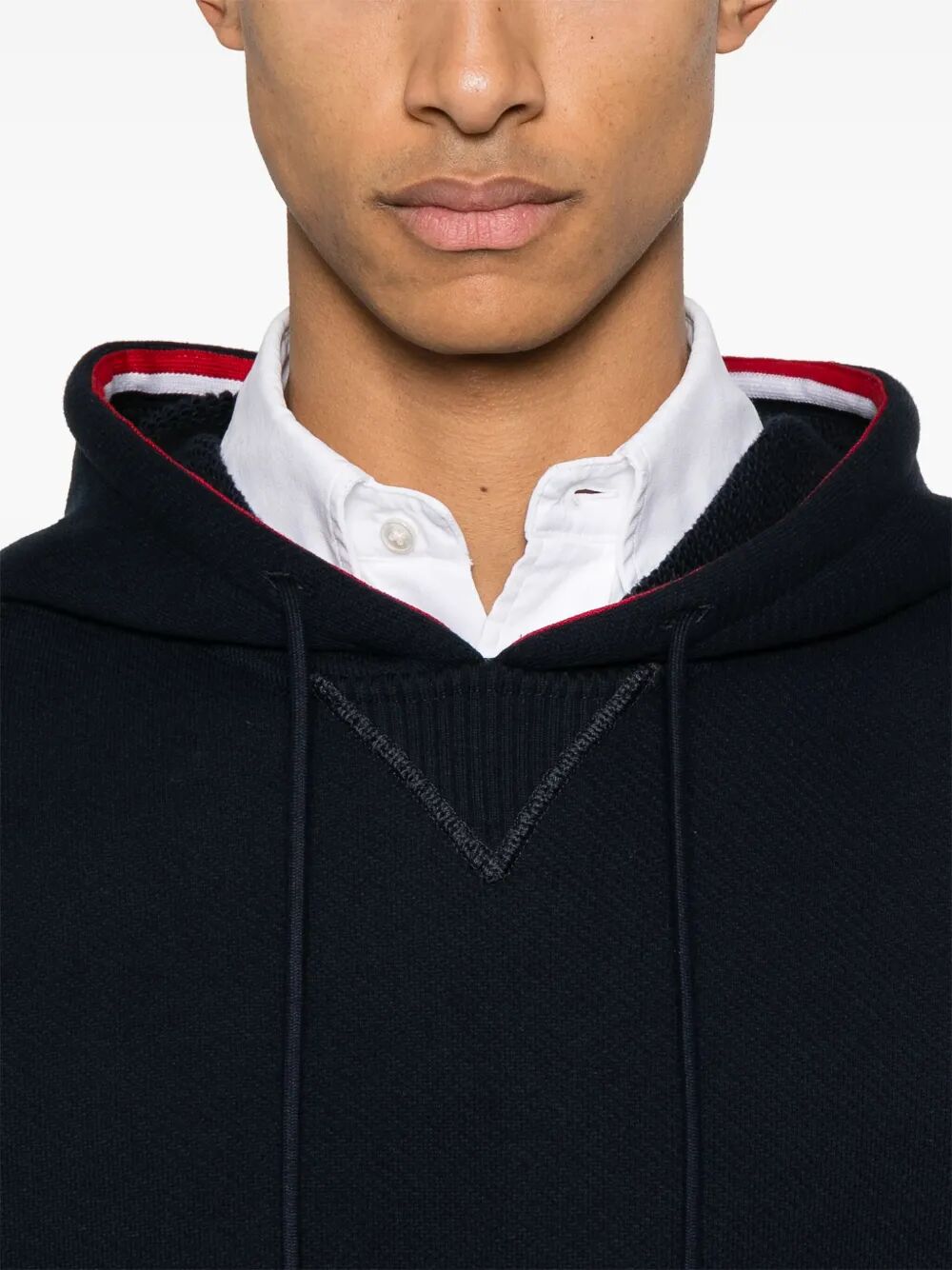 THOM BROWNE Oversized Hoodie Pullover with RWB Tipping Stripe
