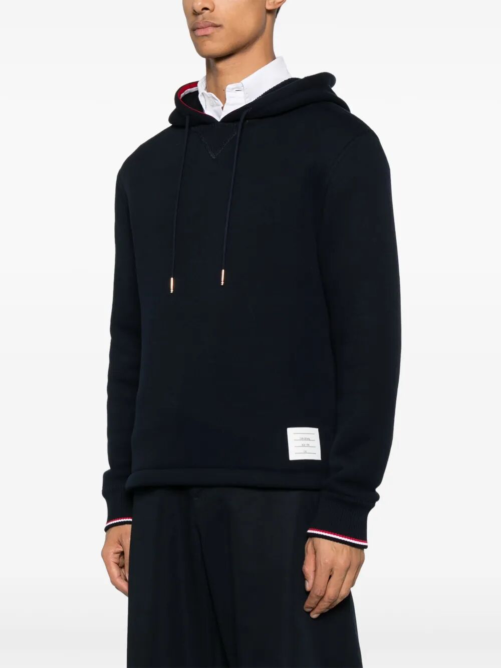 THOM BROWNE Oversized Hoodie Pullover with RWB Tipping Stripe