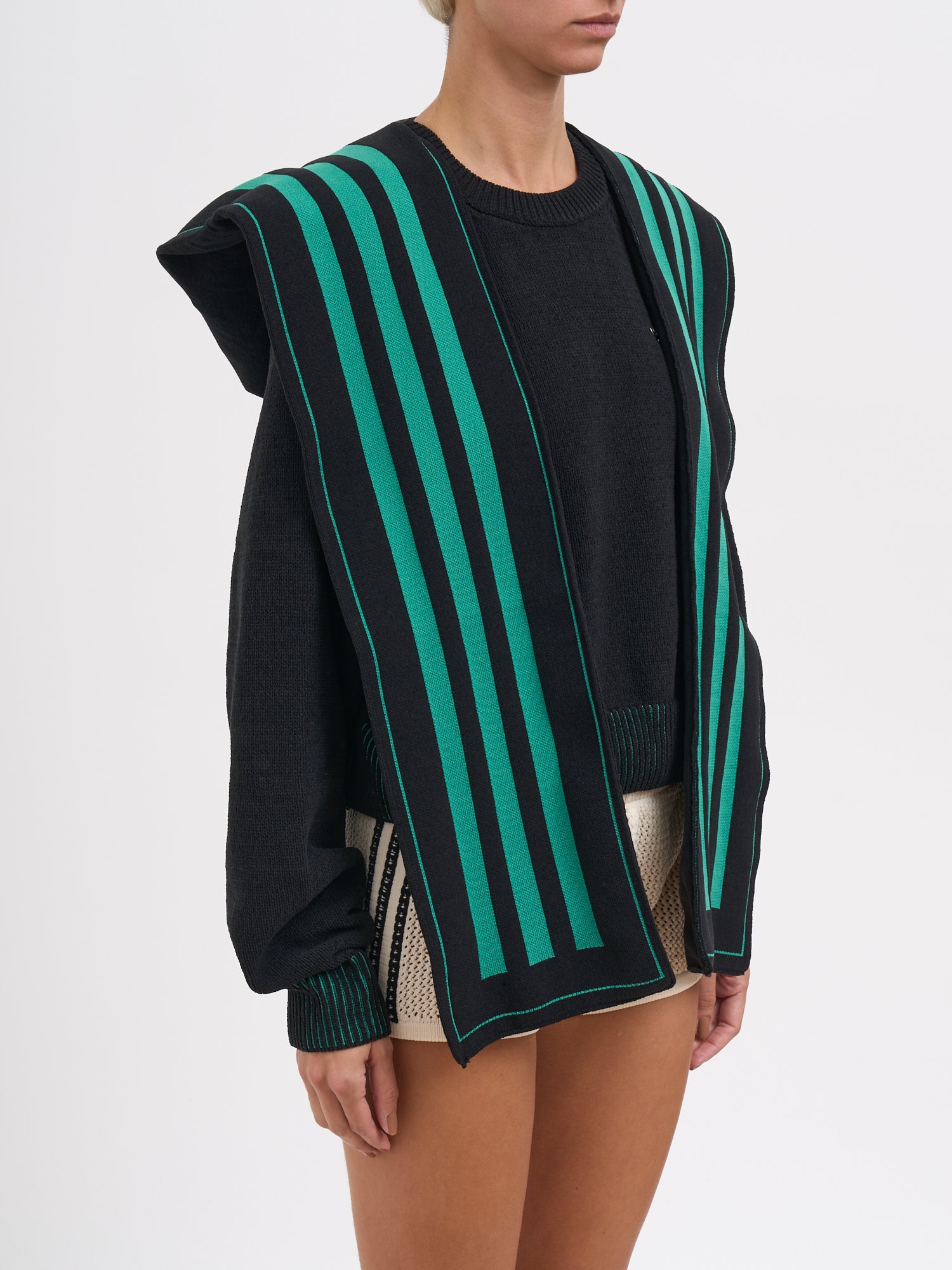 ADIDAS ORIGINALS Oversized Knit Sweatshirt with Scarf and Hood - Size S