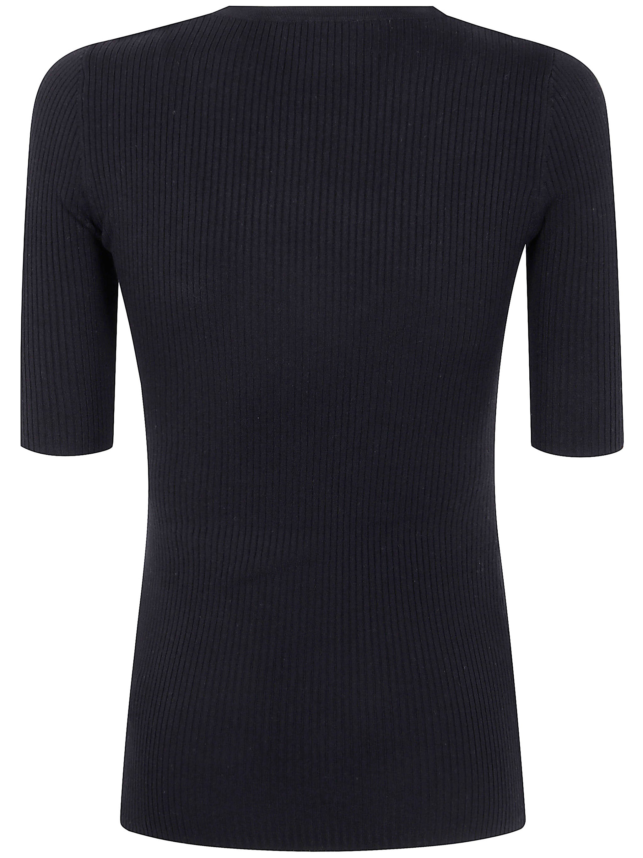 ELISABETTA FRANCHI Slim Fit Ribbed Jumper with Satin Pocket - Women's