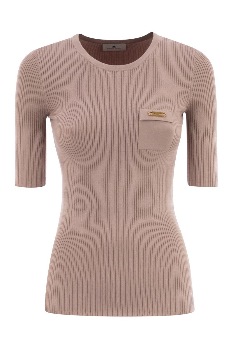 ELISABETTA FRANCHI Ribbed Jumper with Pocket