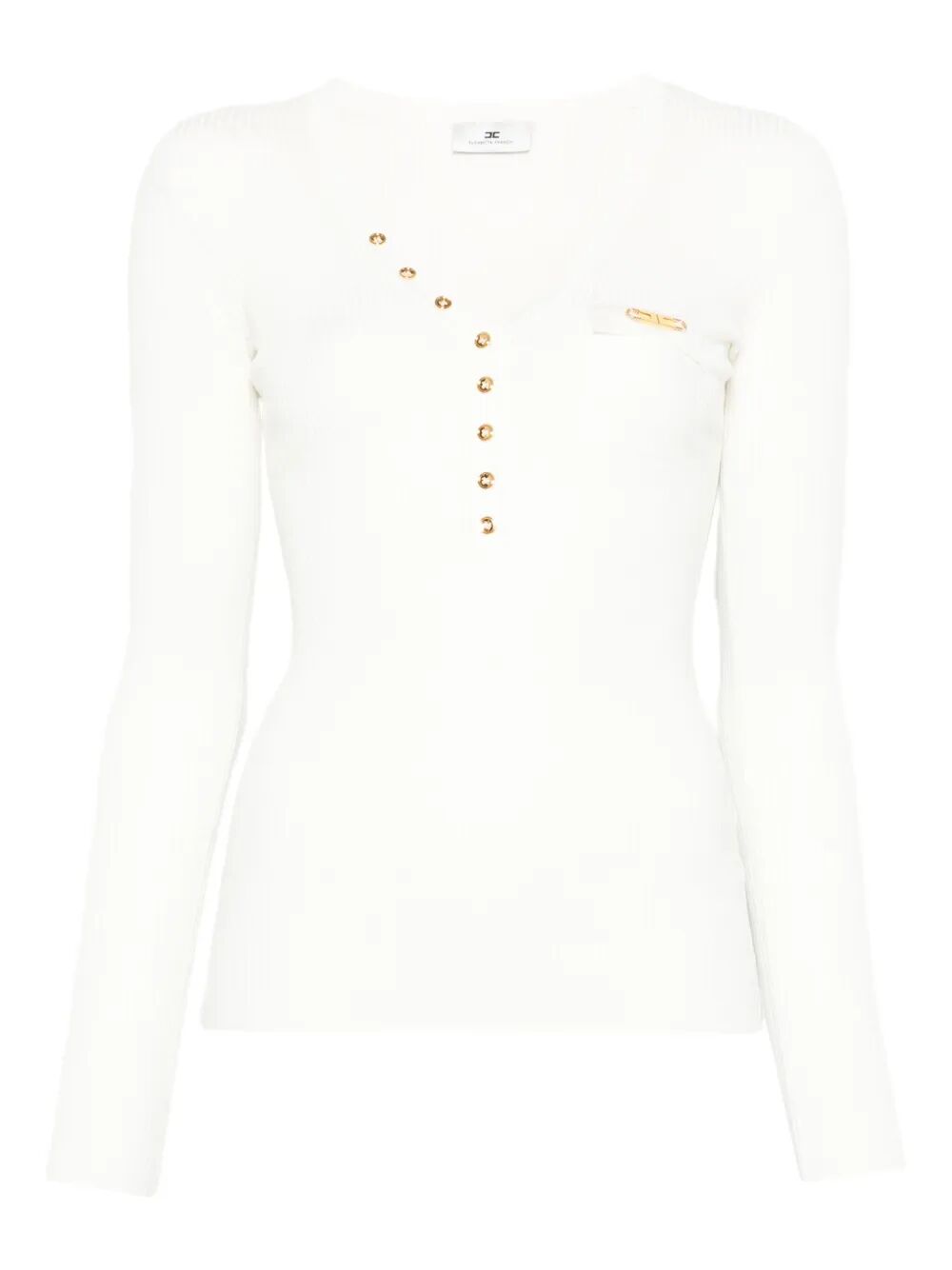 ELISABETTA FRANCHI Ribbed Top with Button Details