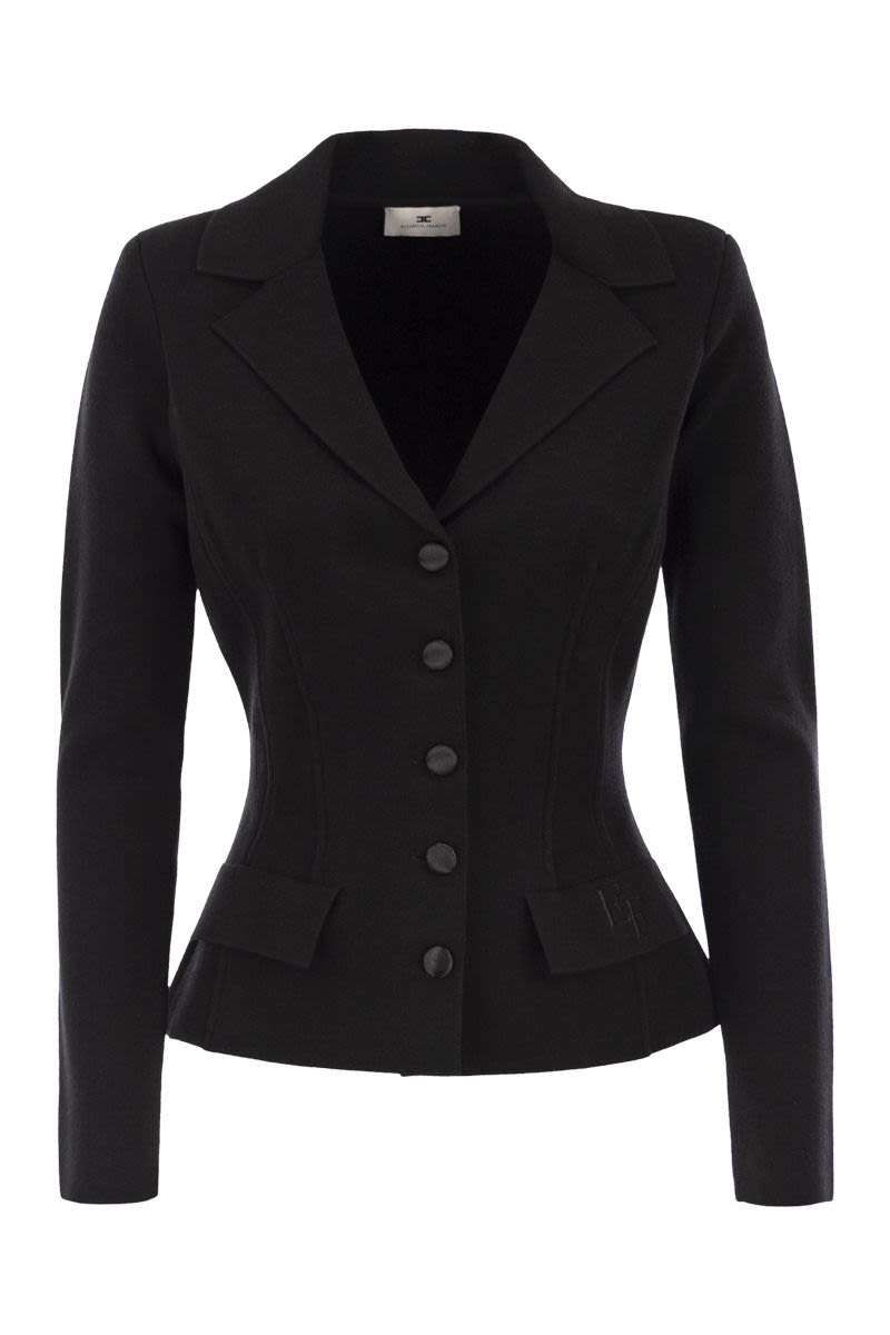 ELISABETTA FRANCHI Slim Fit Wool Blazer with Structured Shoulders