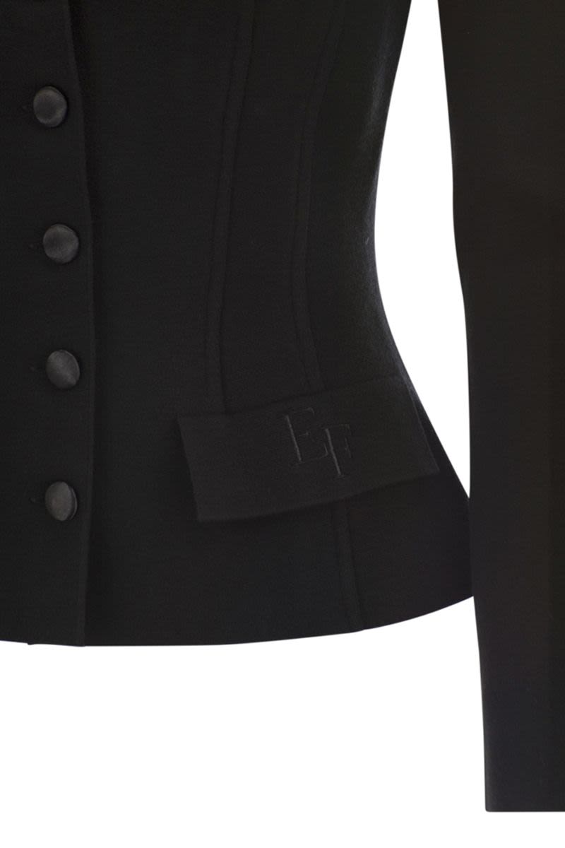 ELISABETTA FRANCHI Slim Fit Wool Blazer with Structured Shoulders