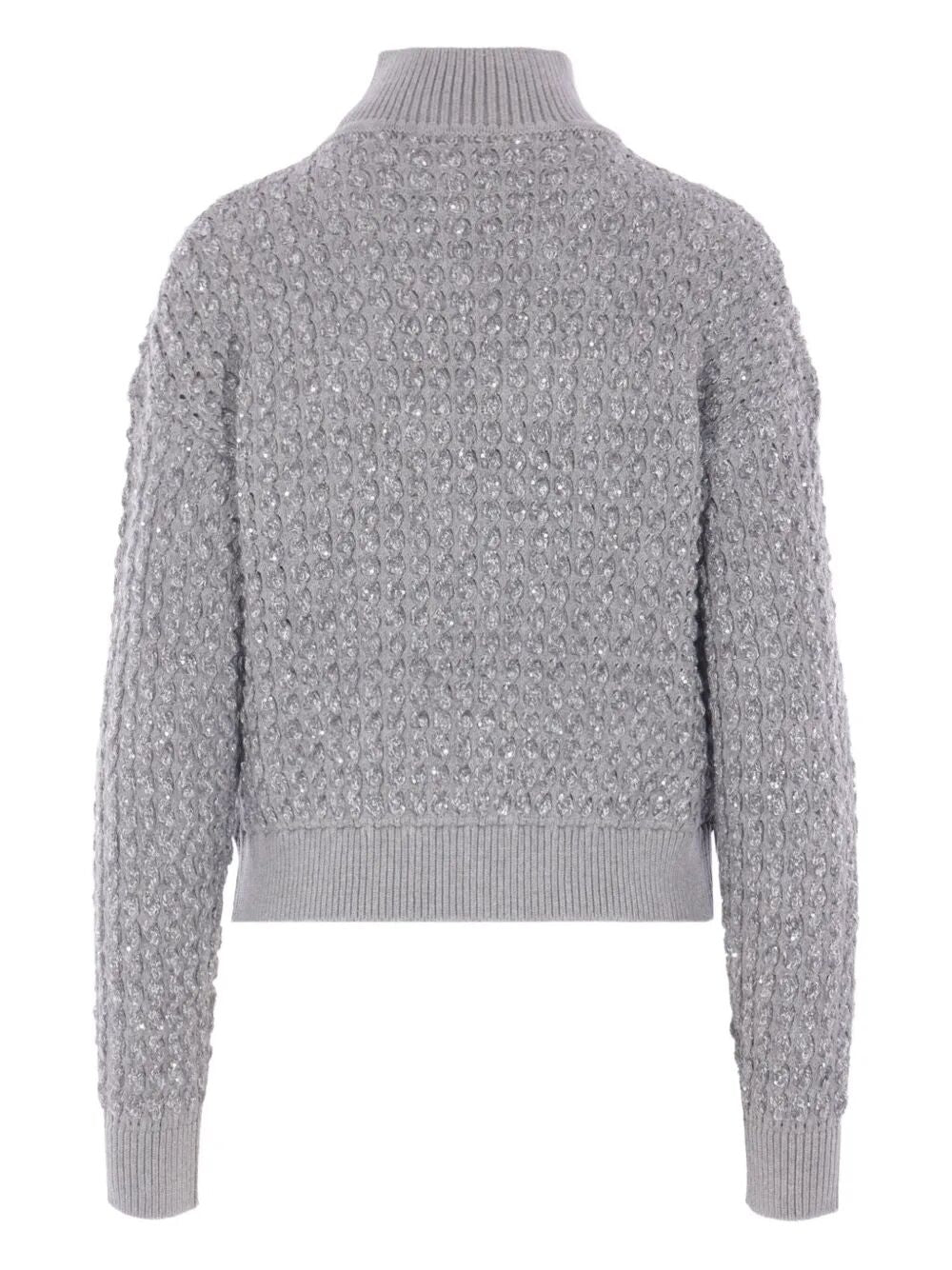 ELISABETTA FRANCHI Sequin-Adorned High-Neck Sweater