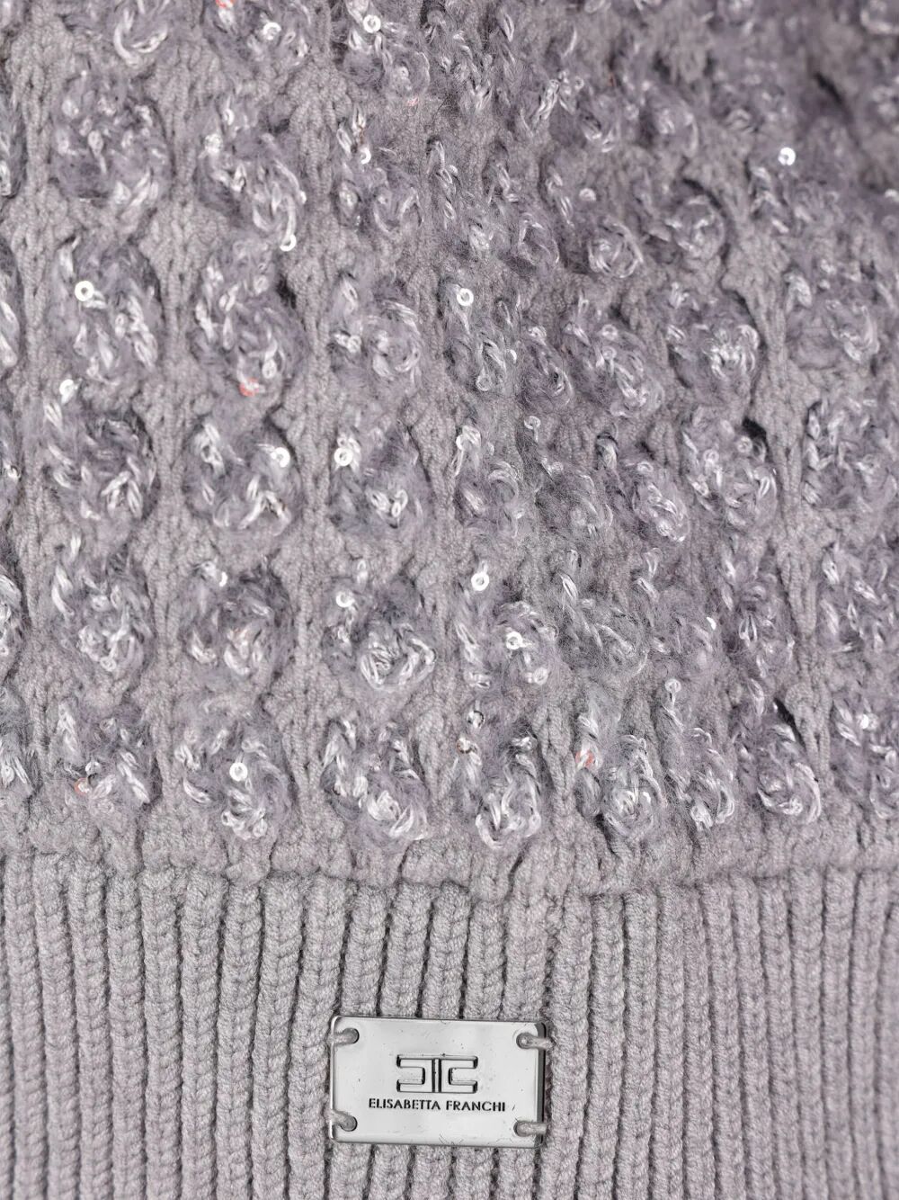 ELISABETTA FRANCHI Sequin-Adorned High-Neck Sweater