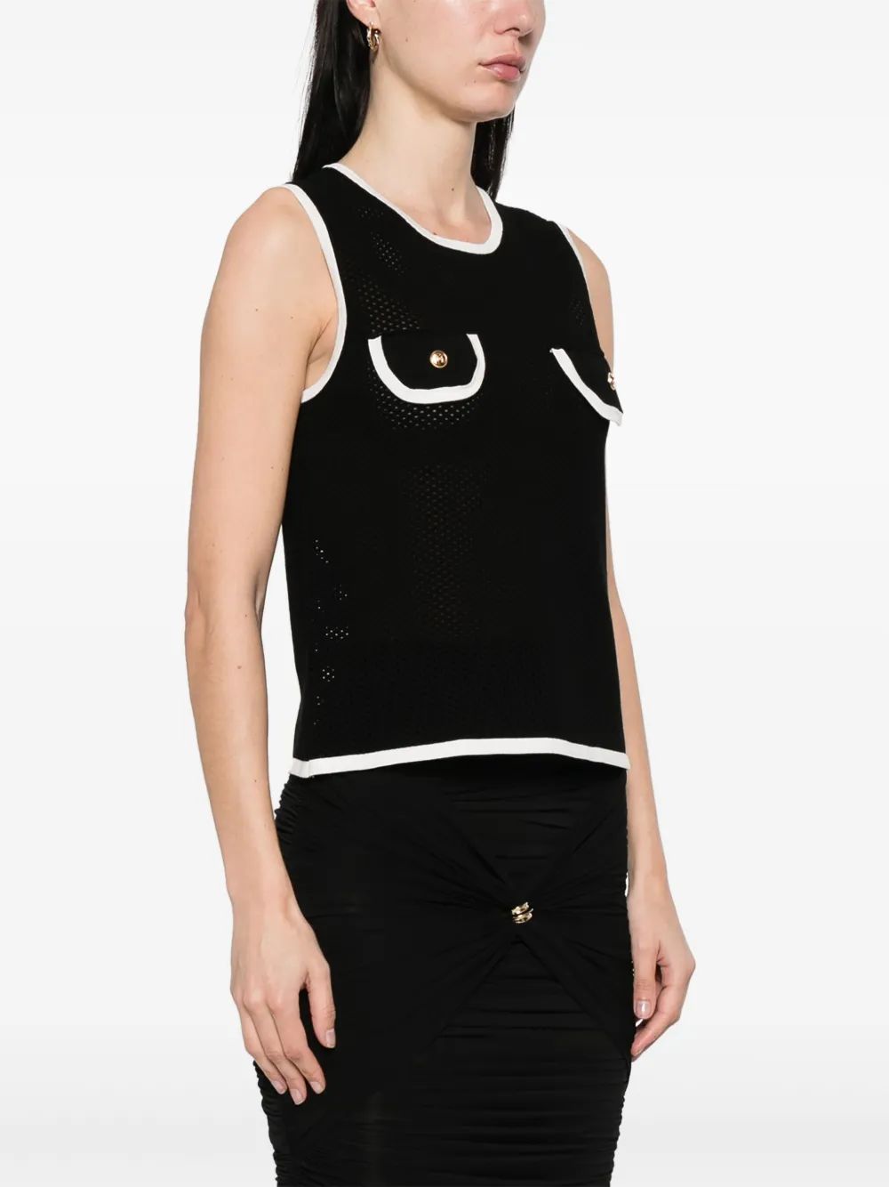 ELISABETTA FRANCHI Chic Tank Top with Decorative Flaps