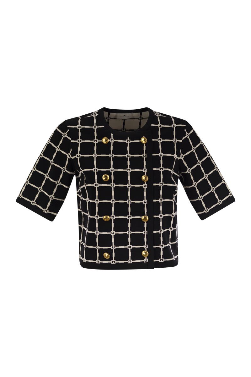 ELISABETTA FRANCHI Double-Breasted Jacquard Cardigan