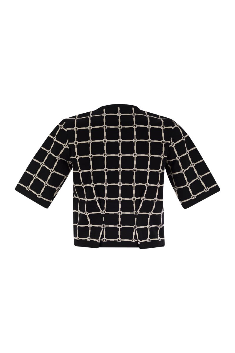 ELISABETTA FRANCHI Double-Breasted Jacquard Cardigan